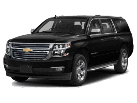 The front of a Black 2019 Chevrolet suburban facing towards the left